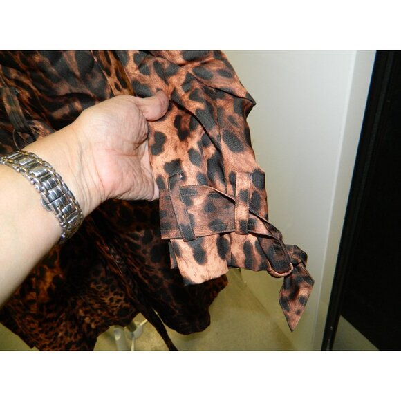Pamela McCoy Mist Leopard Print Womens Robe Jacket With Tie Waist Size Large - Picture 15 of 16